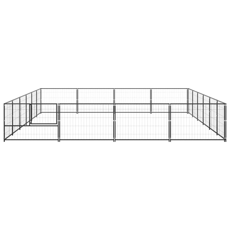 vidaXL Dog Kennel Black 24 m² Steel
