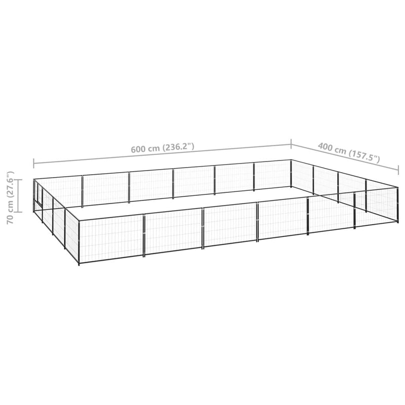 vidaXL Dog Kennel Black 24 m² Steel