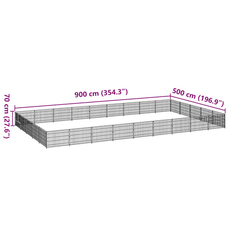 Dog Kennel Silver 45 m² Steel