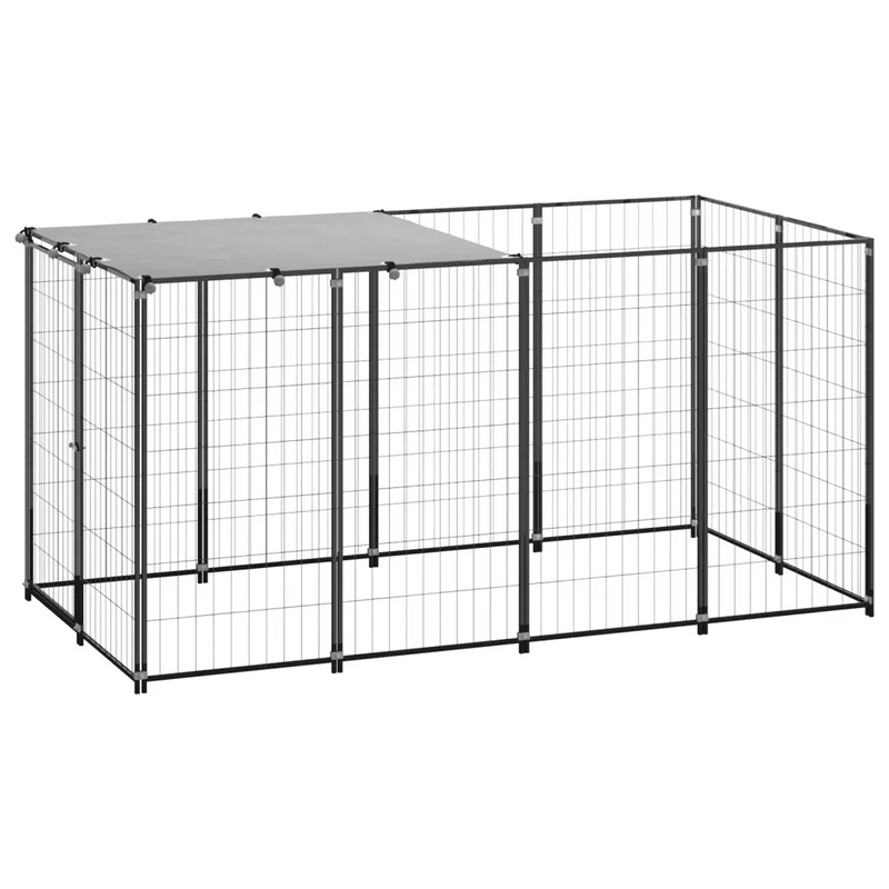 Dog Kennel Black 2.42 m�� Steel