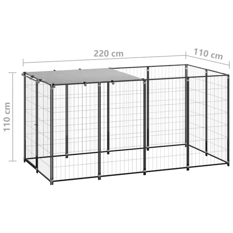 Dog Kennel Black 2.42 m�� Steel