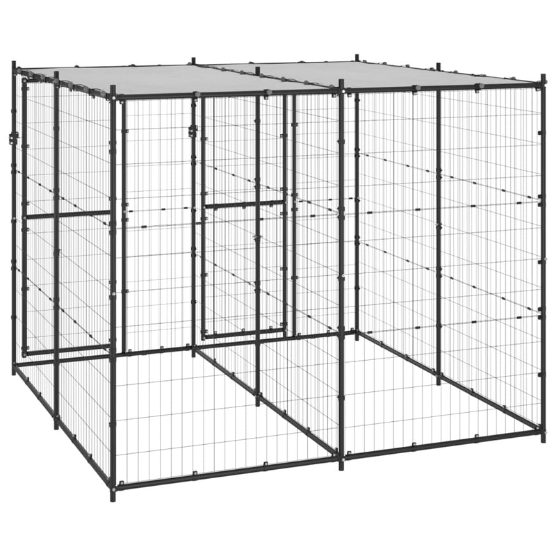 vidaXL Outdoor Dog Kennel Steel with Roof 4.84 m²