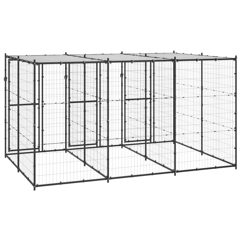 vidaXL Outdoor Dog Kennel Steel with Roof 7.26 m²
