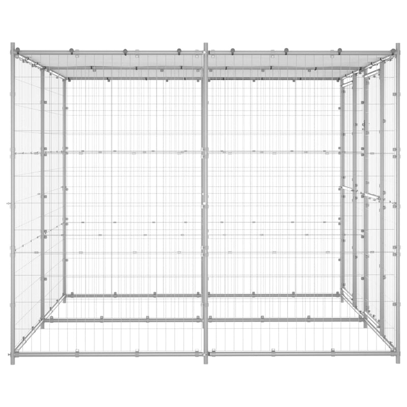 vidaXL Outdoor Dog Kennel Galvanised Steel with Roof 4.84 m²