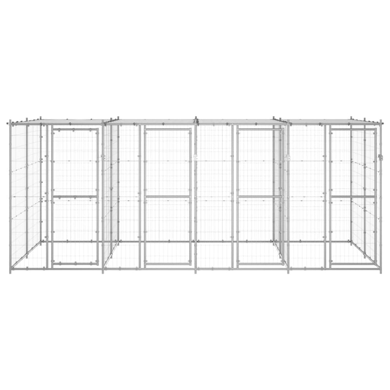 vidaXL Outdoor Dog Kennel Galvanised Steel with Roof 9.68 m²