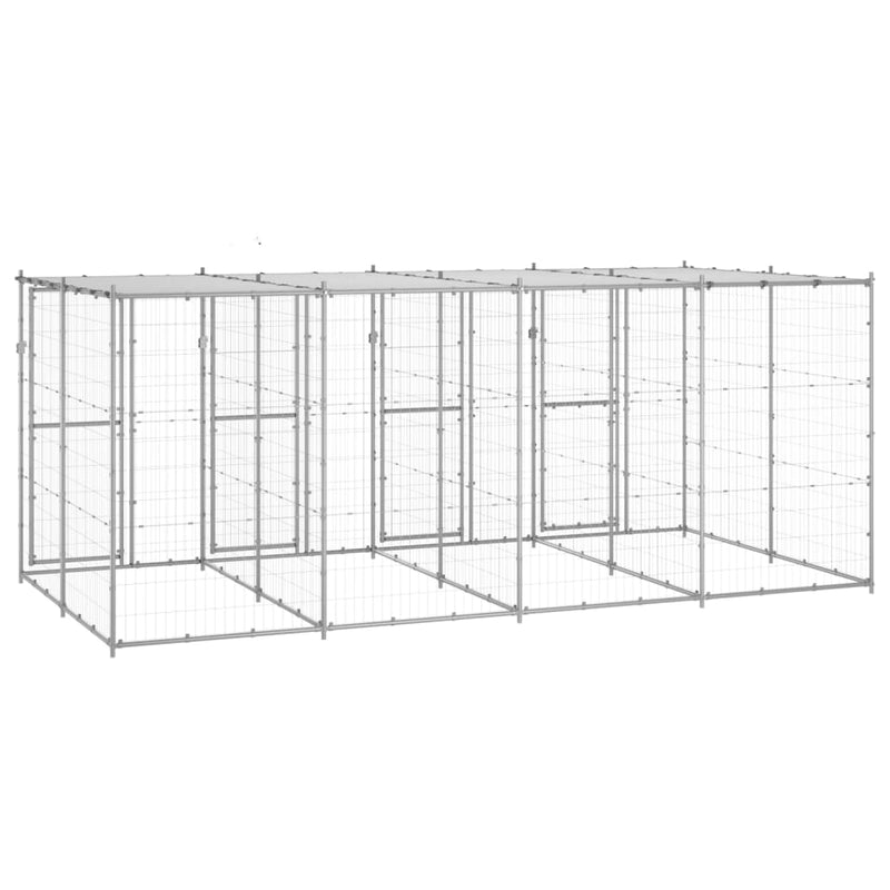 vidaXL Outdoor Dog Kennel Galvanised Steel with Roof 9.68 m²