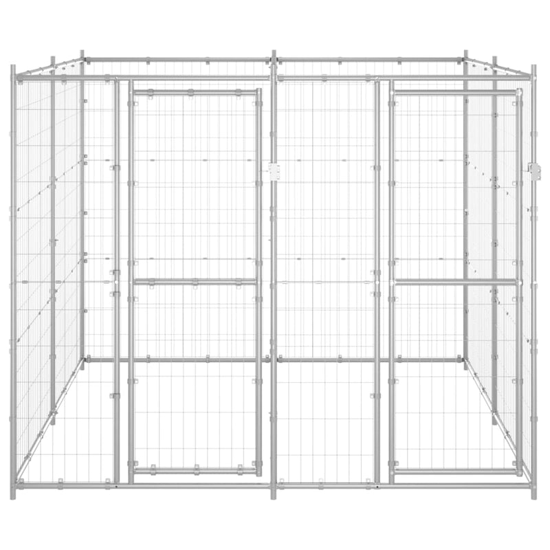 vidaXL Outdoor Dog Kennel Galvanised Steel 4.84 m²