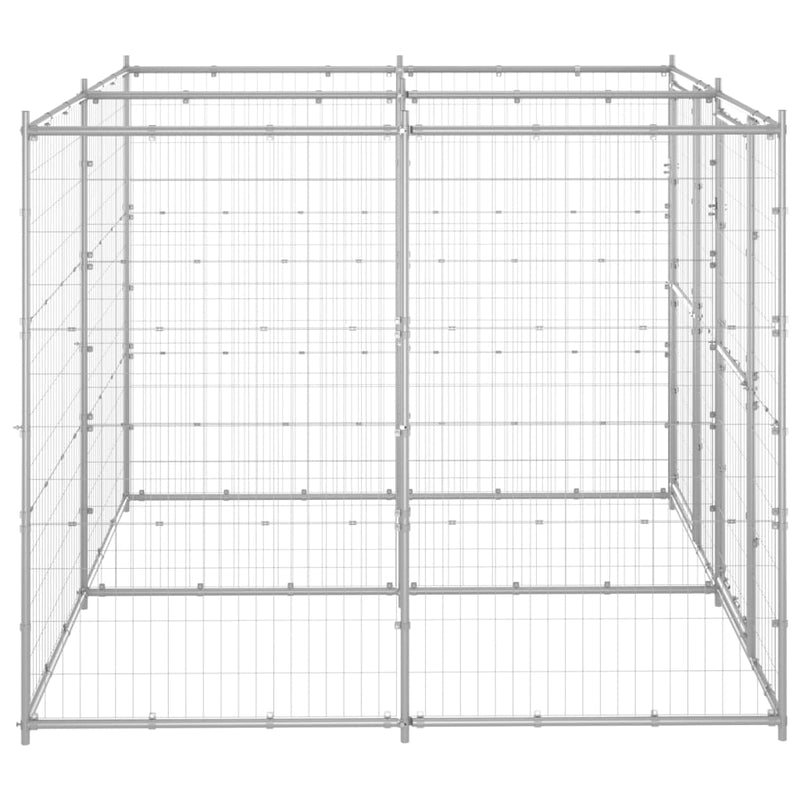 vidaXL Outdoor Dog Kennel Galvanised Steel 4.84 m²