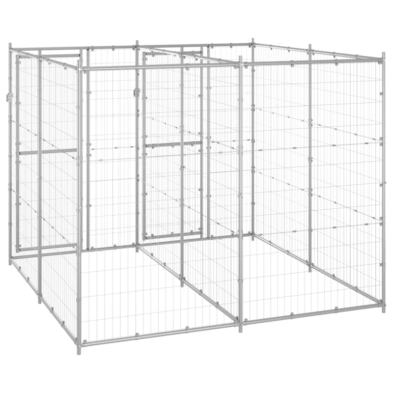 vidaXL Outdoor Dog Kennel Galvanised Steel 4.84 m²