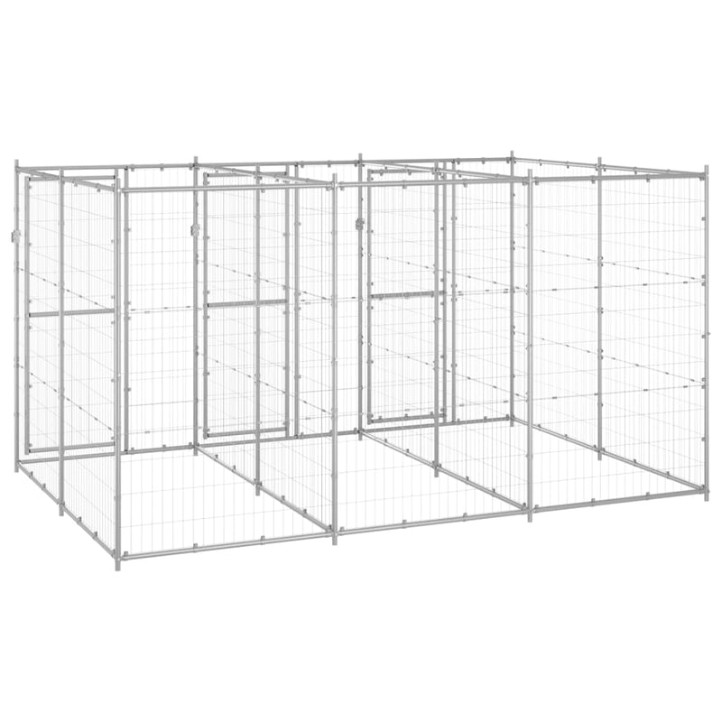 vidaXL Outdoor Dog Kennel Galvanised Steel 7.26 m²