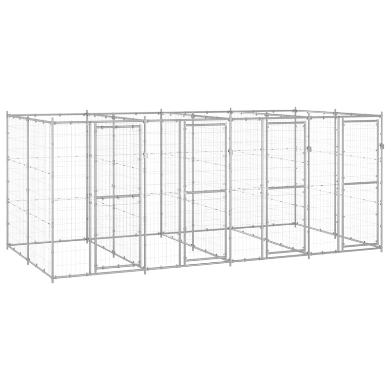 vidaXL Outdoor Dog Kennel Galvanised Steel 9.68 m²