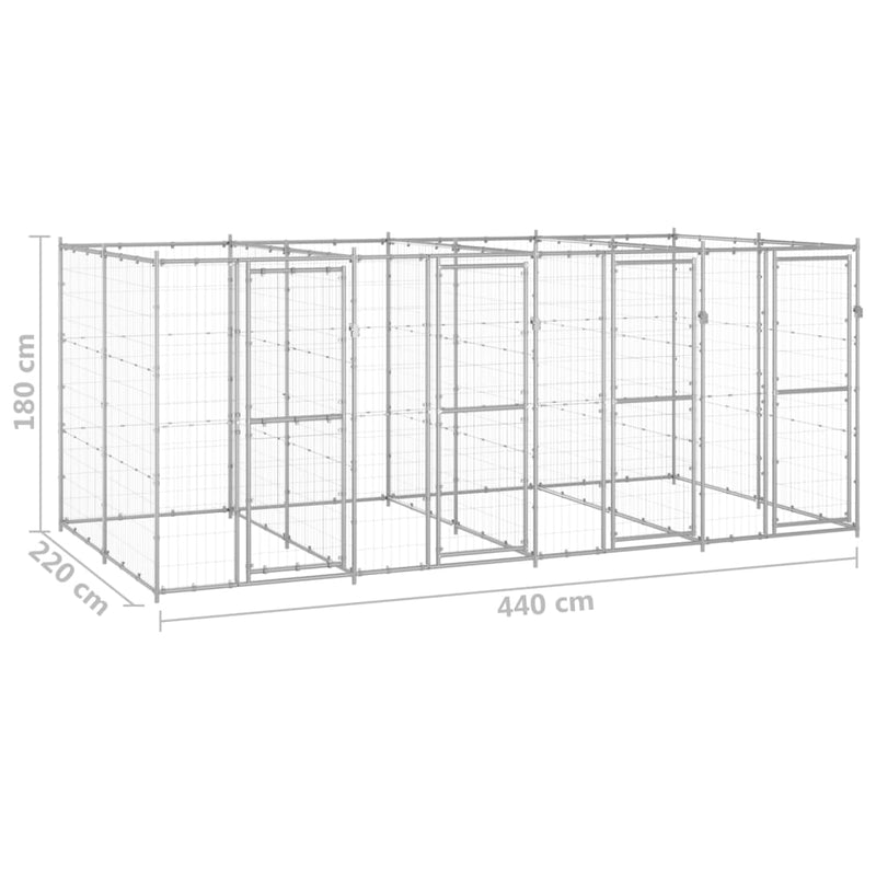 vidaXL Outdoor Dog Kennel Galvanised Steel 9.68 m²