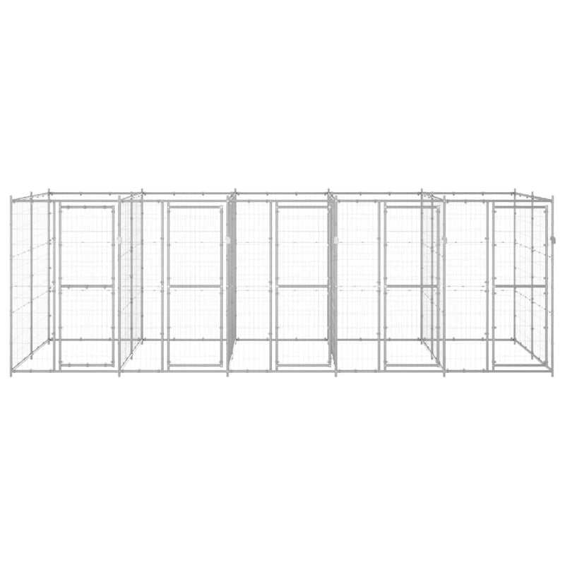 vidaXL Outdoor Dog Kennel Galvanised Steel 12.1 m²
