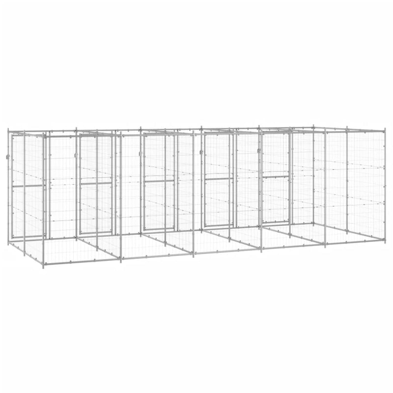 vidaXL Outdoor Dog Kennel Galvanised Steel 12.1 m²