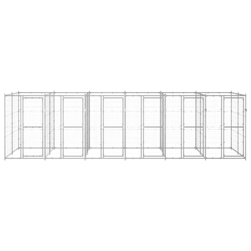 vidaXL Outdoor Dog Kennel Galvanised Steel 14.52 m²
