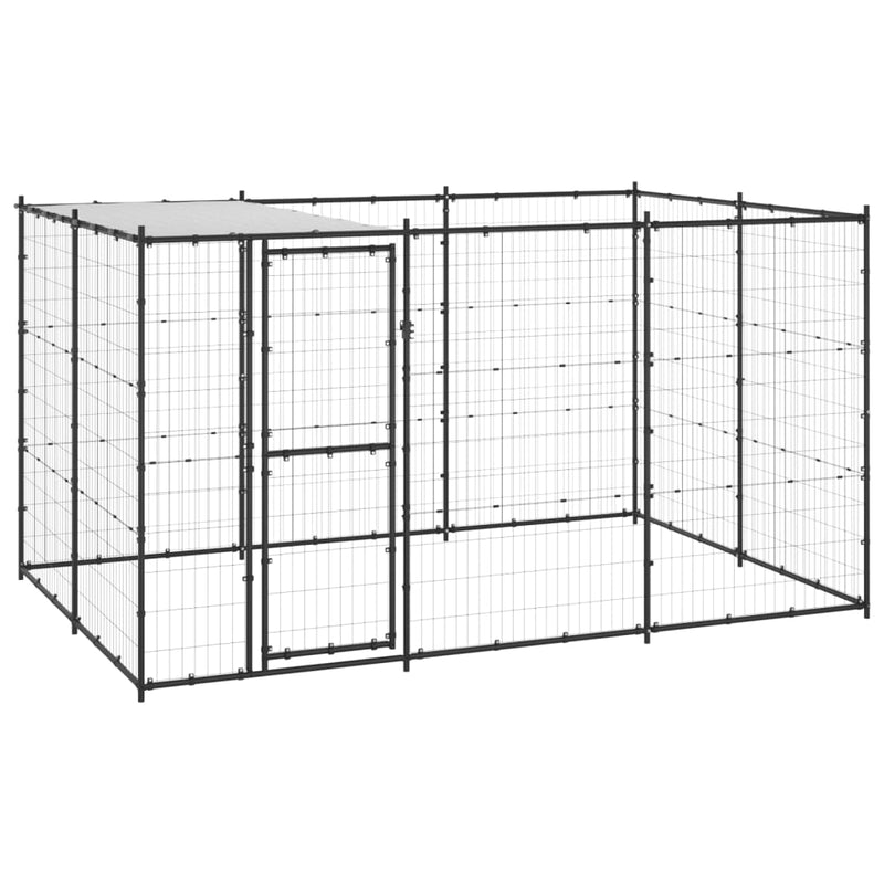 vidaXL Outdoor Dog Kennel Steel with Roof 7.26 m²
