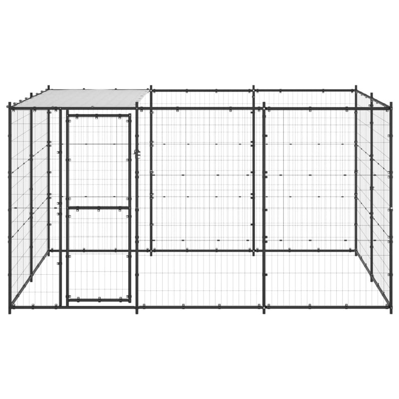 vidaXL Outdoor Dog Kennel Steel with Roof 7.26 m²