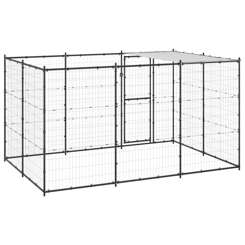 vidaXL Outdoor Dog Kennel Steel with Roof 7.26 m²