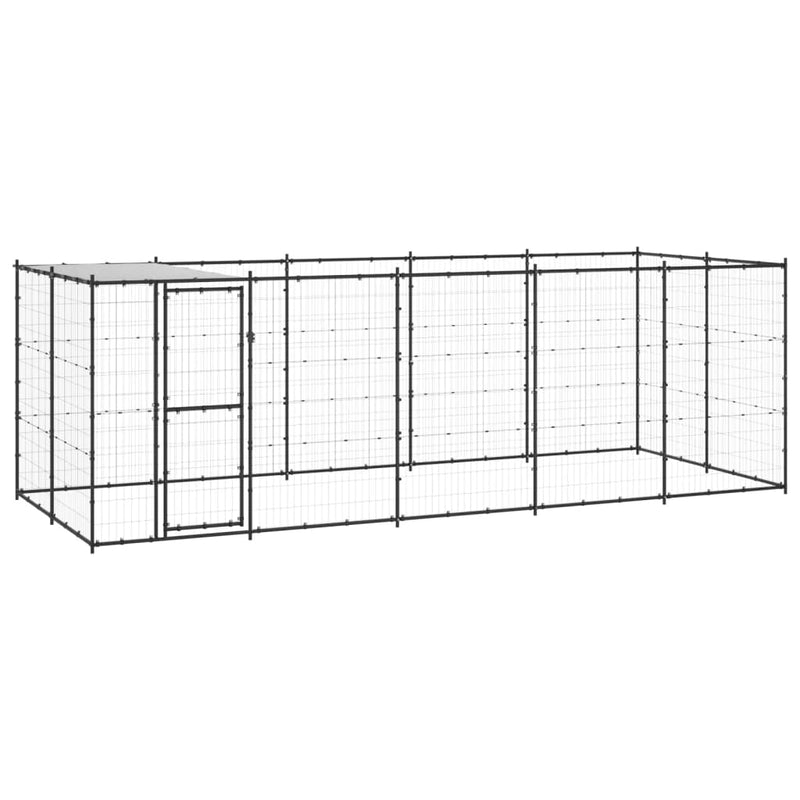 vidaXL Outdoor Dog Kennel Steel with Roof 12.1 m²