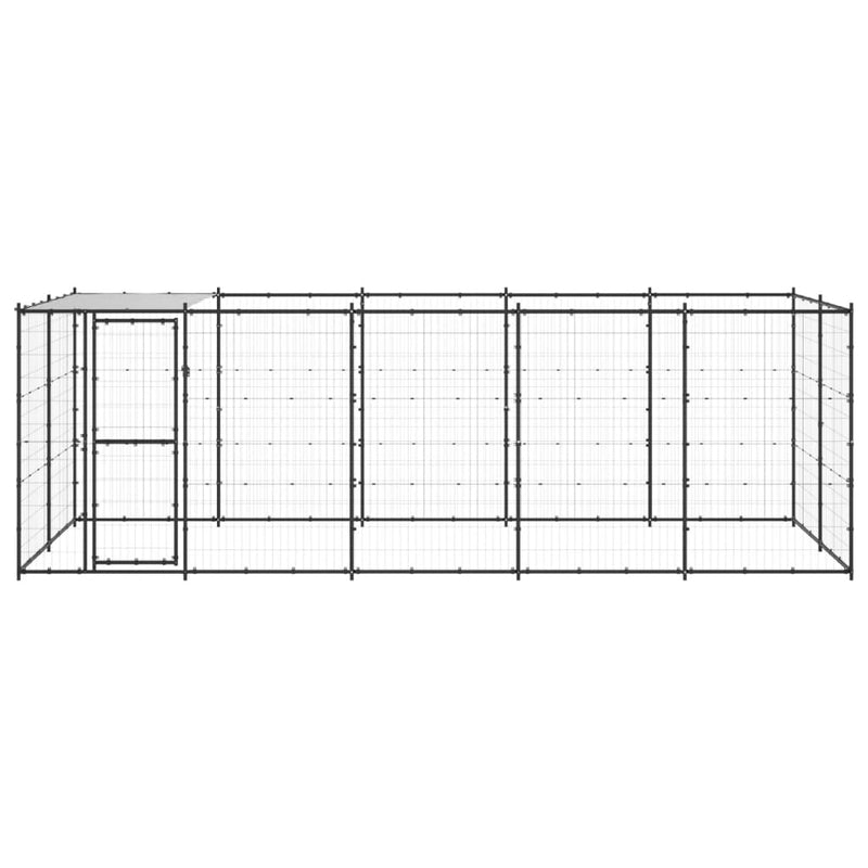 vidaXL Outdoor Dog Kennel Steel with Roof 12.1 m²