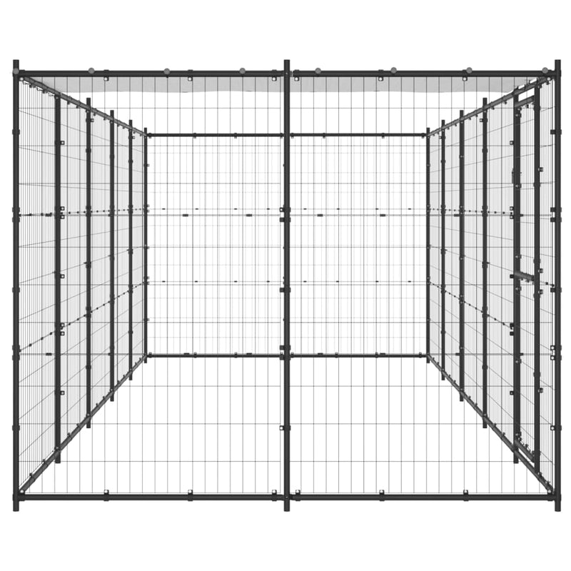 vidaXL Outdoor Dog Kennel Steel with Roof 12.1 m²