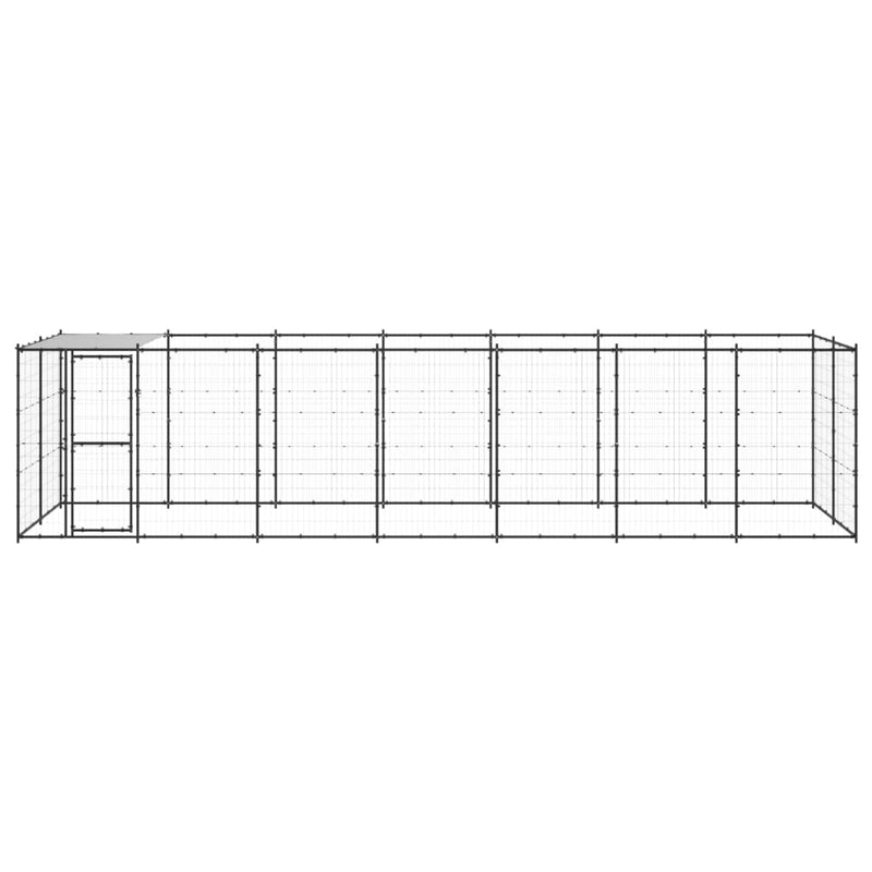 vidaXL Outdoor Dog Kennel Steel with Roof 16.94 m²