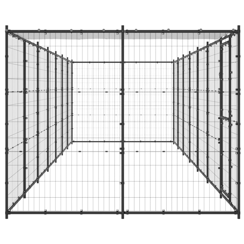 vidaXL Outdoor Dog Kennel Steel with Roof 16.94 m²