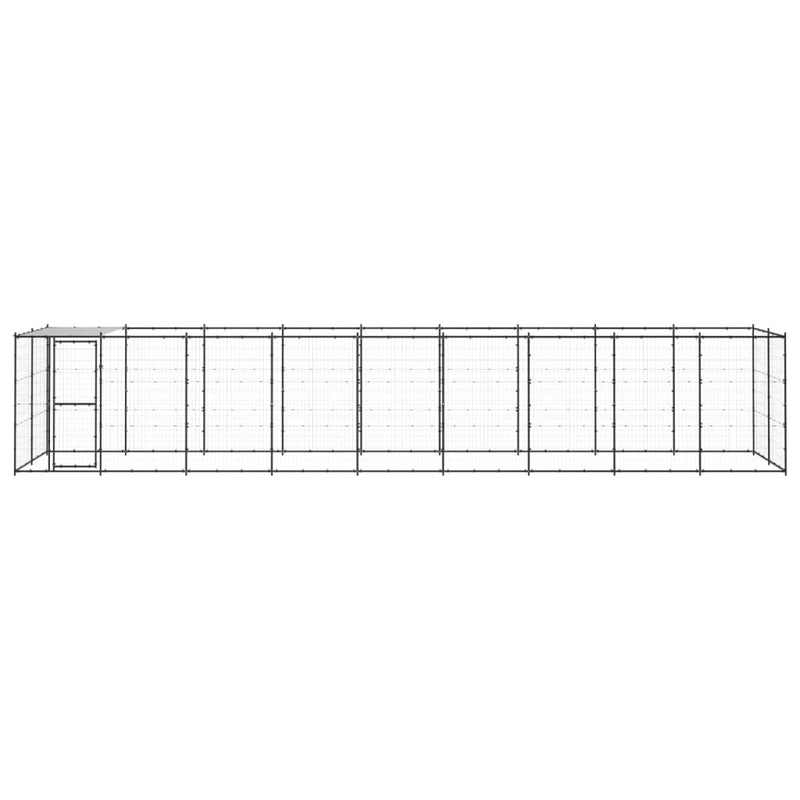 vidaXL Outdoor Dog Kennel Steel with Roof 21.78 m²