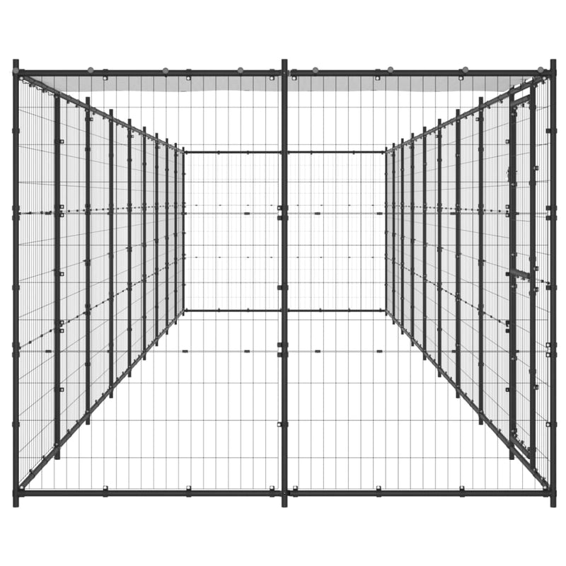 vidaXL Outdoor Dog Kennel Steel with Roof 21.78 m²