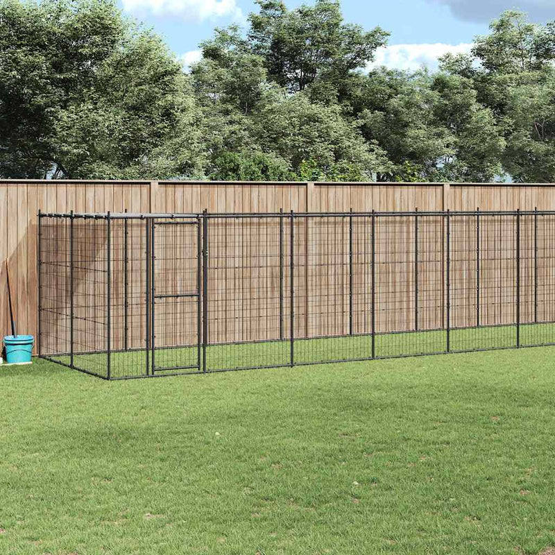 vidaXL Outdoor Dog Kennel Steel with Roof 21.78 m²