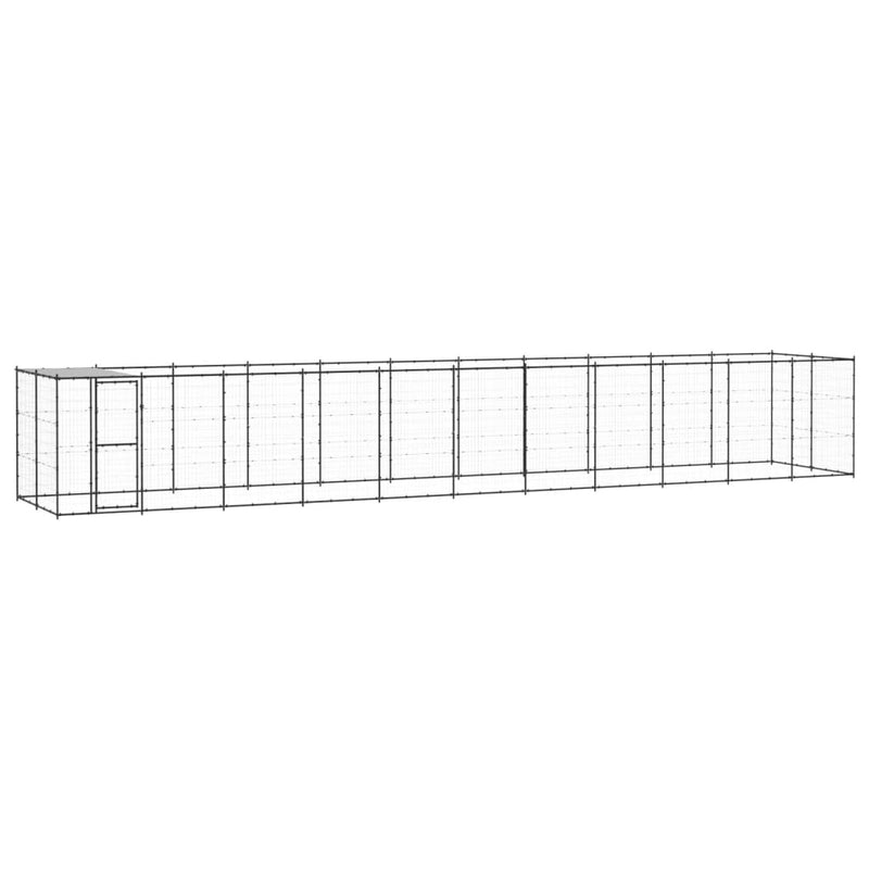 vidaXL Outdoor Dog Kennel Steel with Roof 26.62 m²