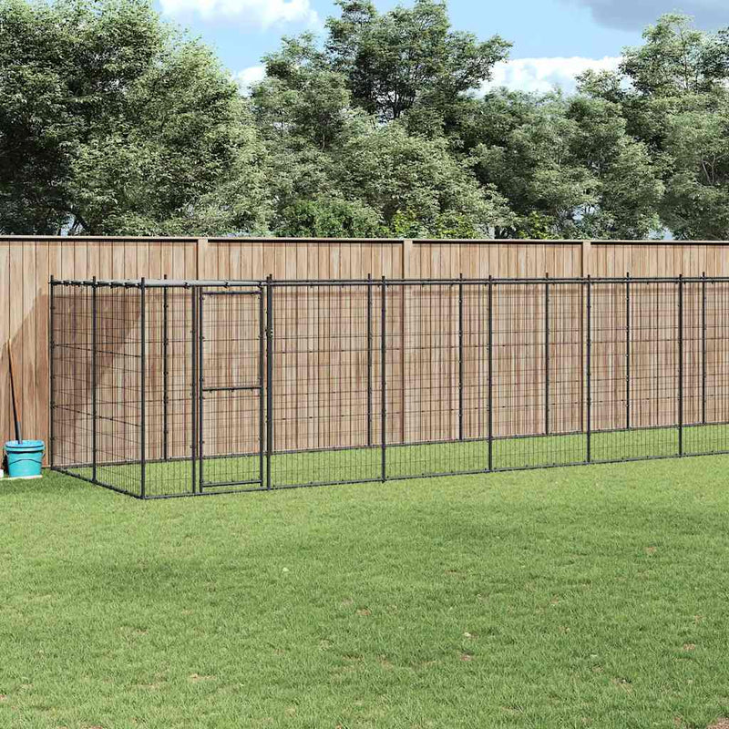 vidaXL Outdoor Dog Kennel Steel with Roof 26.62 m²