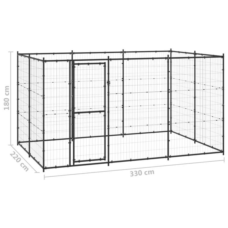 vidaXL Outdoor Dog Kennel Steel 7.26 m²