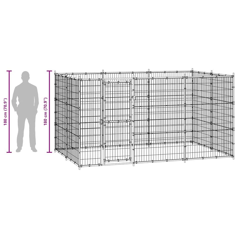 vidaXL Outdoor Dog Kennel Steel 7.26 m²