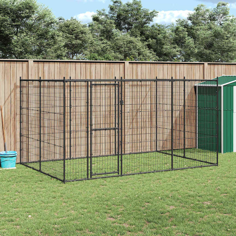 vidaXL Outdoor Dog Kennel Steel 7.26 m²