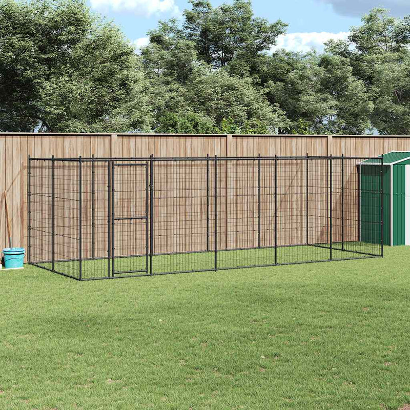 vidaXL Outdoor Dog Kennel Steel 12.1 m²