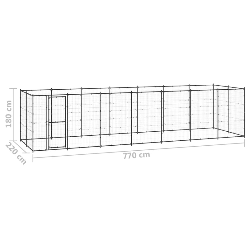 vidaXL Outdoor Dog Kennel Steel 16.94 m²