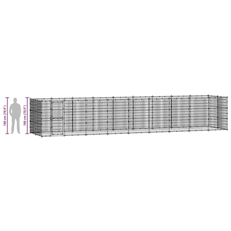 vidaXL Outdoor Dog Kennel Steel 16.94 m²