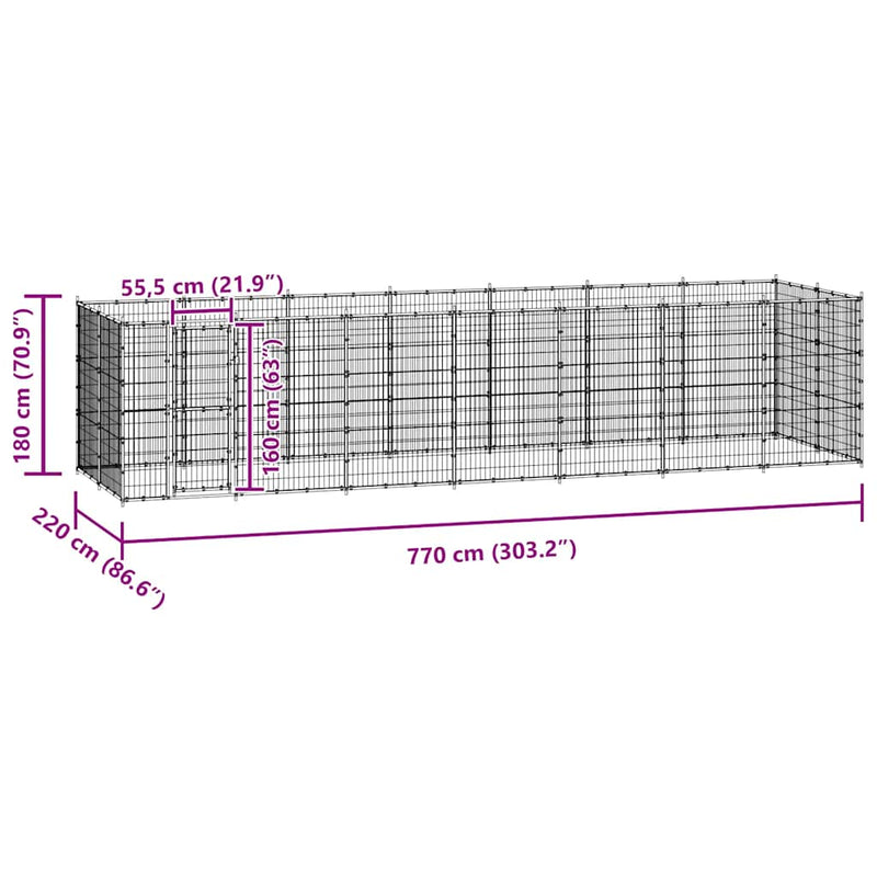 vidaXL Outdoor Dog Kennel Steel 21.78 m²