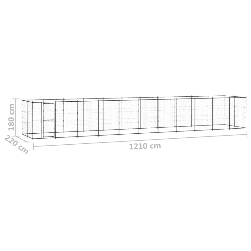 vidaXL Outdoor Dog Kennel Steel 26.62 m²