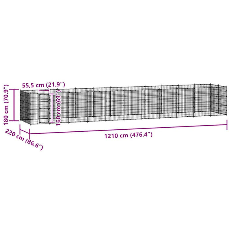 vidaXL Outdoor Dog Kennel Steel 26.62 m²