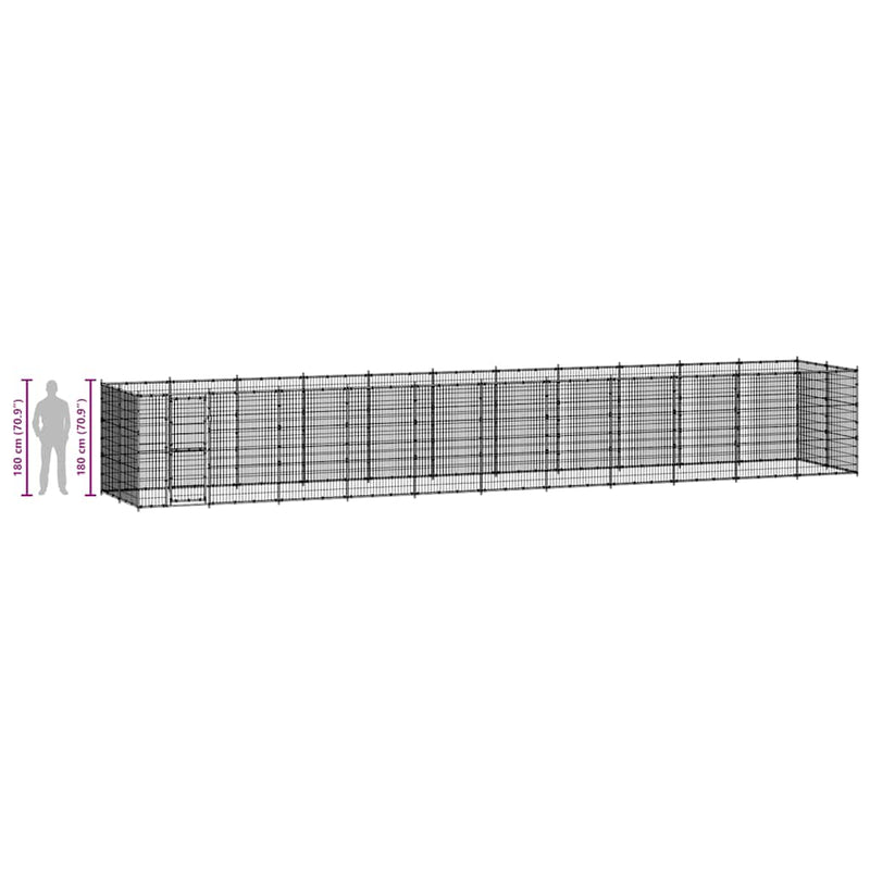 vidaXL Outdoor Dog Kennel Steel 26.62 m²