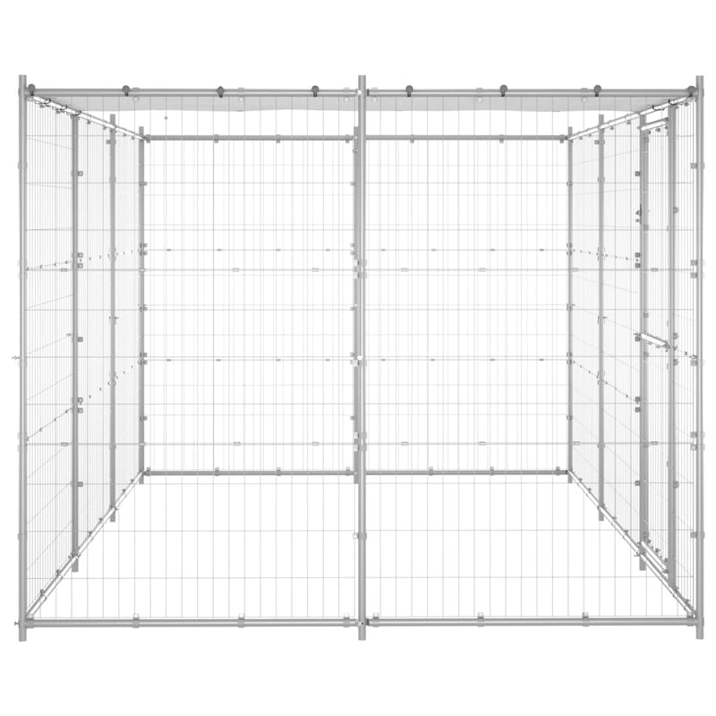 vidaXL Outdoor Dog Kennel Galvanised Steel with Roof 7.26 m²