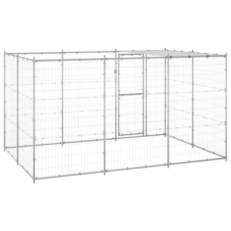 vidaXL Outdoor Dog Kennel Galvanised Steel with Roof 7.26 m²