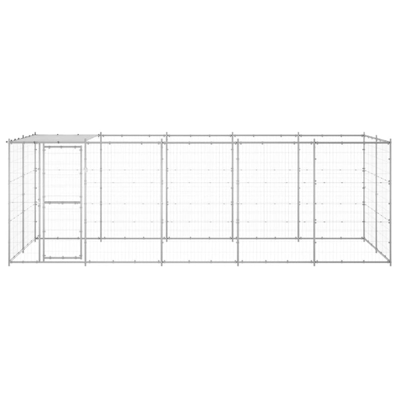 vidaXL Outdoor Dog Kennel Galvanised Steel with Roof 12.1 m²