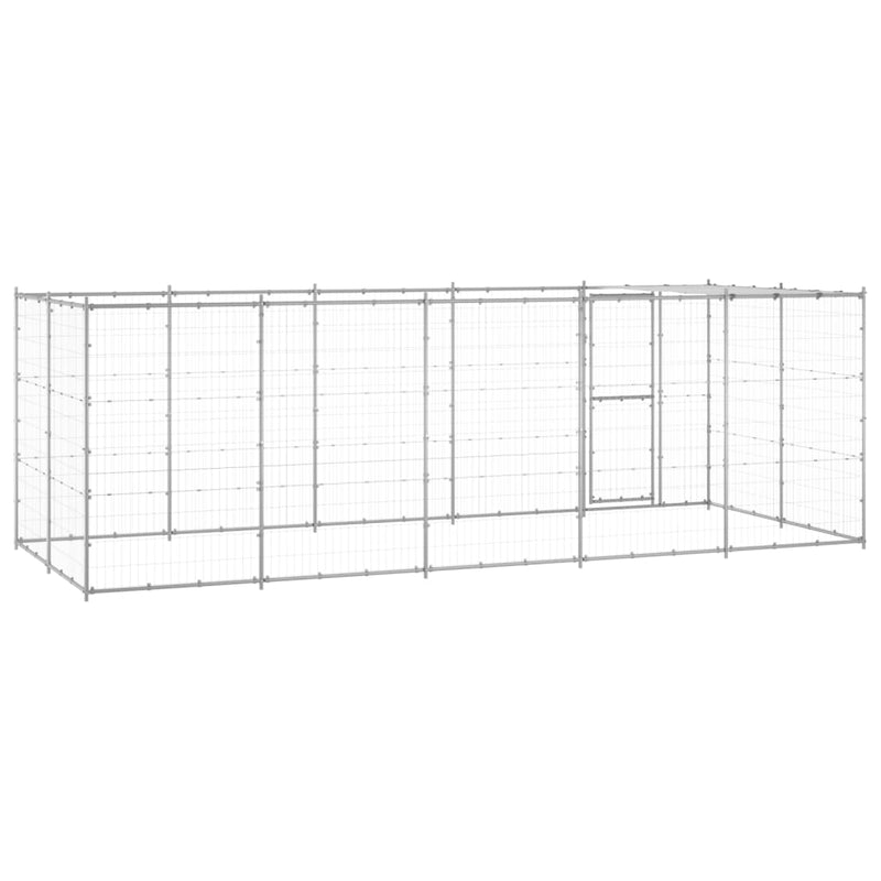 vidaXL Outdoor Dog Kennel Galvanised Steel with Roof 12.1 m²