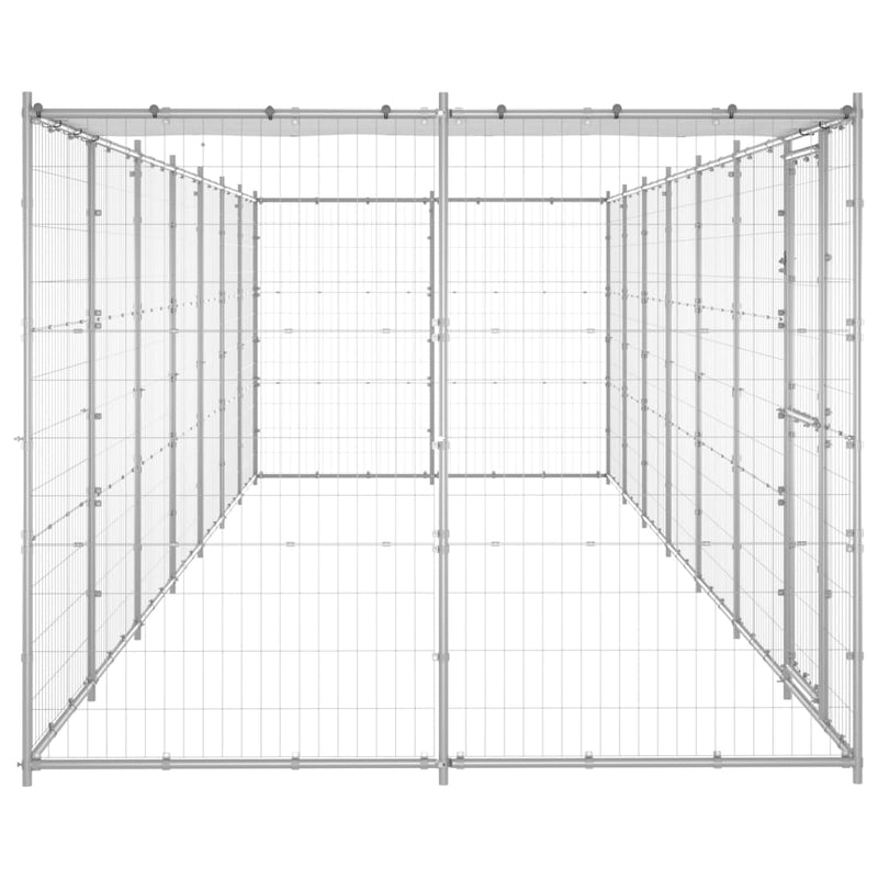 Outdoor Dog Kennel Galvanised Steel with Roof 16.94 m²