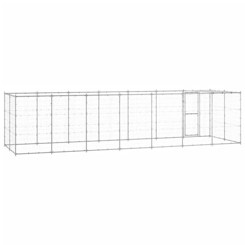 Outdoor Dog Kennel Galvanised Steel with Roof 16.94 m²