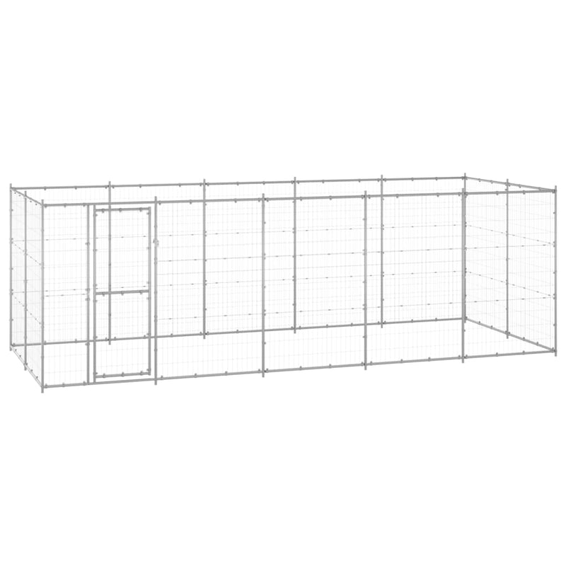 vidaXL Outdoor Dog Kennel Galvanised Steel 12.1 m²