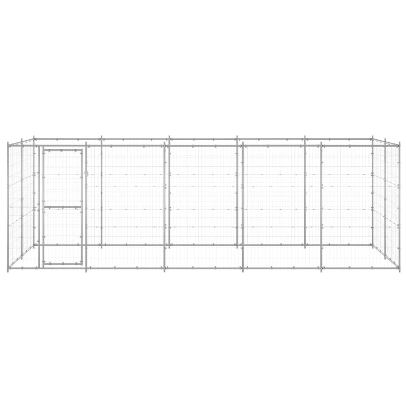vidaXL Outdoor Dog Kennel Galvanised Steel 12.1 m²